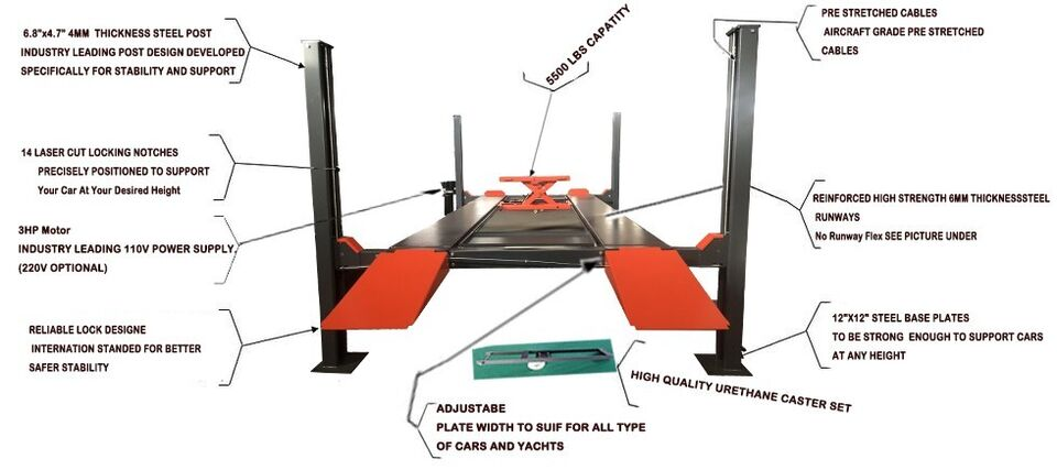 Katool KT-4H110 4 Post Vehicle Lift 11,000lb