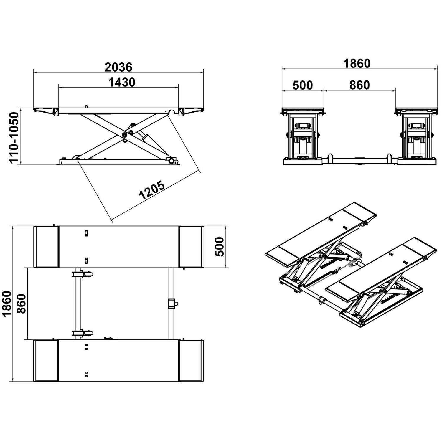 Katool KT-X80 Pneumatic Lock Release Scissor Lift 8000lb