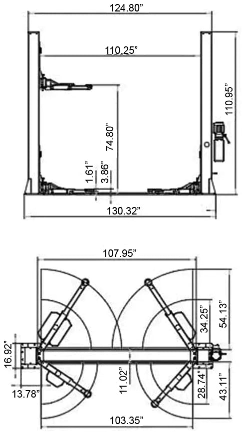 Katool KT-H120D 2 Post Floor Plate Vehicle Lift 12,000lb