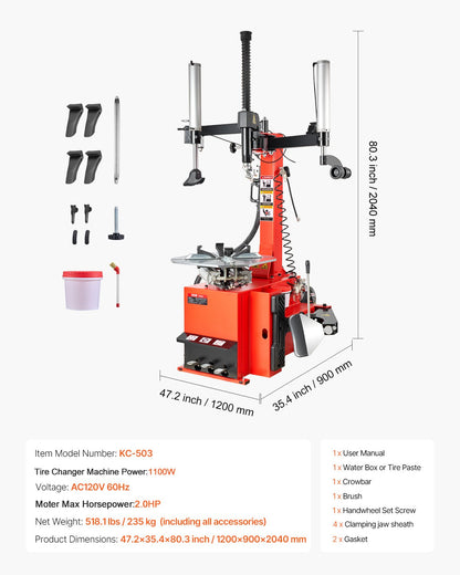 VEVOR Durable Tire Changer Machine 1.5HP Tire Changer with Pneumatic Assist Arm